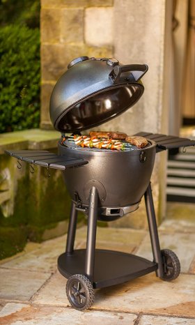 Char-Griller Akorn Kamado Charcoal Grill, Graphite & 6755 AKORN Grill Cover, Black