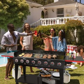 Royal Gourmet Large Event 8-Burner Gas, 104,000 BTU Liquid Propane Grill Outdoor Party Backyard Cooking, Silver