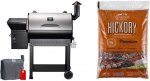 Z GRILLS 2020 Upgrade Wood Pellet Grill & Smoker, 8 in 1 BBQ Grill Auto Temperature Control, 700 inch Cooking Area, 500 sq & Traeger Hickory 100% All-Natural Hardwood Grill Pellets