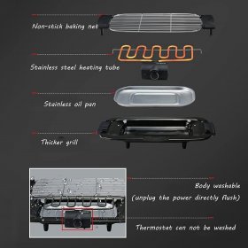 MYHZH Home Outdoor Barbecue Shelf Smokeless Grill Household Electric Barbecue Meat Machine Electric Oven Grill 3 Color Optional 600 113 365mm (Color : C)