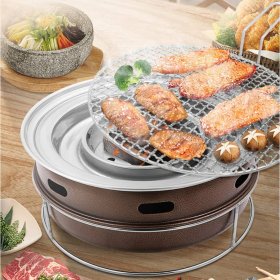 Guoguocy BBQ Barbeque Barbecue,BBQ,Smokeless Charcoal Barbecue Grill,Checked Grill with Handle,Indoor Outdoor,2 Styles (Color : B)