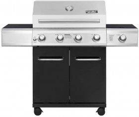 Monument Grills 4-Burner Cabinet Style Propane Gas Grill in Black with LED Controls and Side Burner