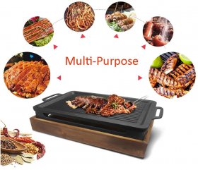 Guoguocy BBQ Barbeque Barbecue Grill,Alcohol Grill Split Fish Grill,Non-Stick Grill Pan Easy to Clean,Indoor and Outdoor,3 Size,3-6 People (Size : 34.5cm11cm)