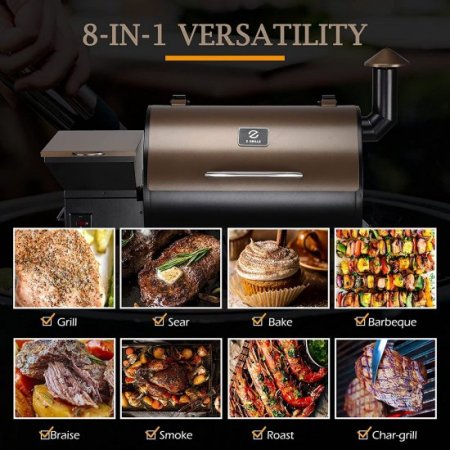 Z GRILLS Wood Pellet Grill Smoker for Outdoor Cooking with Cover, 2021 Upgrade, 8-in-1 & Pid Controller