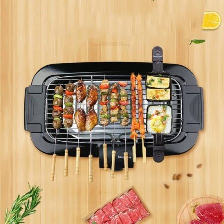 MYHZH Home Outdoor Barbecue Shelf Smokeless Grill Household Electric Barbecue Meat Machine Electric Oven Grill 3 Color Optional 600 113 365mm (Color : C)