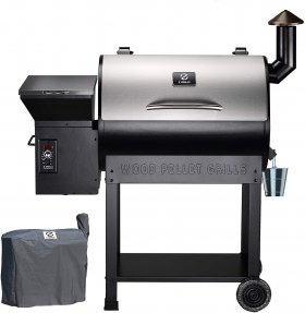 Z GRILLS 2021 Upgrade Wood Pellet Grill & Smoker, 8 in 1 BBQ Grill Auto Temperature Controls, 700 sq in Cooking Area, Silver(Cover,Oil Collector Included)