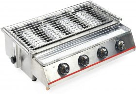 Portable BBQ Propane Outdoor Stainless Steel 4 Burner LPG Gas BBQ Tabletop Deck Patio Grill Adjustable Height 2800Pa