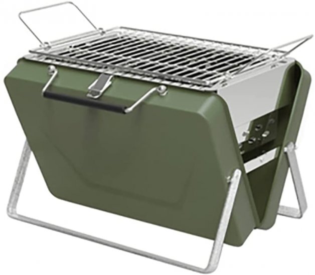 WANGF Outdoor Folding Portable Charcoal Barbecue Grill Liftable Grilling Net Independent Charcoal Tank 302222cm Green/Black No Assembly Required Ready to use