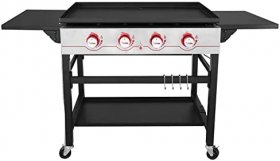 36-inch Propane Gas Grill Griddle - 4-Burner Flat Top - for BBQ, Camping, Red