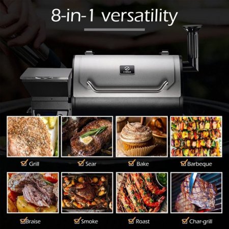 Z Grills Wood Pellet Grill Smoker with 2020 Newest Digital Controls ,700 Cooking Area 8- in-1 Grill, Smoke, Bake, Roast, Braise ,Sear,Char-grill and BBQ for Outdoor