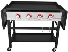 36-inch Propane Gas Grill Griddle - 4-Burner Flat Top - for BBQ, Camping, Red