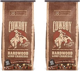 Cowboy 18 Pound Bag of Southern Style Hardwood Lump BBQ Charcoal for Outdoor Cooking Grills and Smokers (2 Pack)