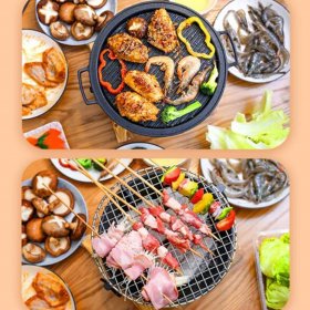 WANGF Small Cast Iron Charcoal Stove Stove Barbecue Charcoal Grill Household can be Equipped with Bakeware/Bake Net 1.8mm Thick Grilling Net 2012cm/2313.5cm