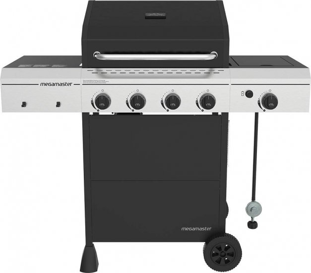 Megamaster 4 Propane, Black/Silver Grill with Side Burner