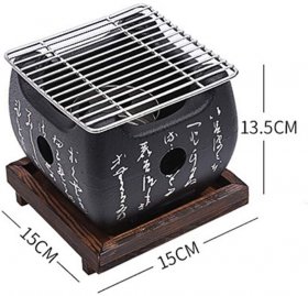 Guoguocy BBQ Barbeque Barbecue Grill,Portable Household Charcoal Barbecue Stove,Maifan Stone Baking Pan,Indoor and Outdoor,3 Size (Size : 15cm15cm)