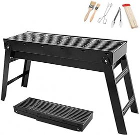 MYHZH Home Outdoor Charcoal Barbecue Outdoor Portable Vertical Foldable Charcoal Grill, Removable Grille, Independent Charcoal Tank, Easy to Carry
