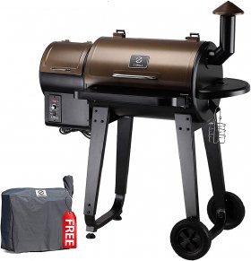 Z GRILLS 2020 Upgrade Wood Pellet Grill & Smoker 6 in 1 BBQ Grill Auto Temperature Control, 450 sq in, Bronze & Traeger PEL319 Hickory 100% All-Natural Hardwood Grill Pellets