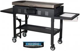 Propane Grills - 36 Inch Outdoor Flat Top Gas Griddle with Built in Cutting Board, Garbage Holder and Side Shelf, Black