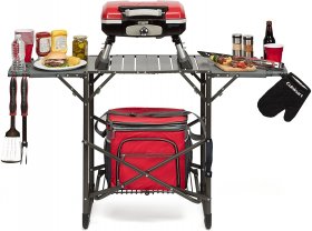 Cuisinart CGG-180T Petit Gourmet Portable Tabletop Gas Grill, Red + Cover