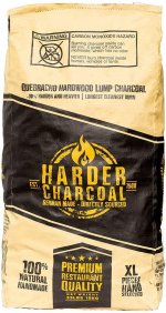 Harder Charcoal Natural Premium Restaurant Extra Large Lump Charcoal Made from White Quebracho Wood for Grilling and Smoking, 20 Pound Bag