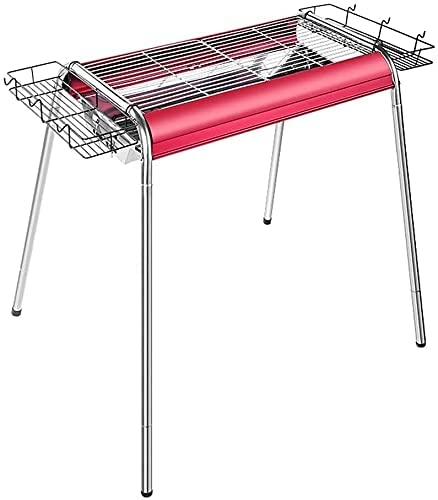 Charcoal Grill, Stainless Steel Portable BBQ Gril Folding Charcoal Char Broil BBQ Pit Grill For Party Camping Outdoor (Color : Pink, Size : S)