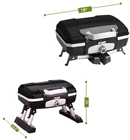 Portable Propane Grill - Tabletop Petit Gourmet Gas Grill, CGG-180TB, Black